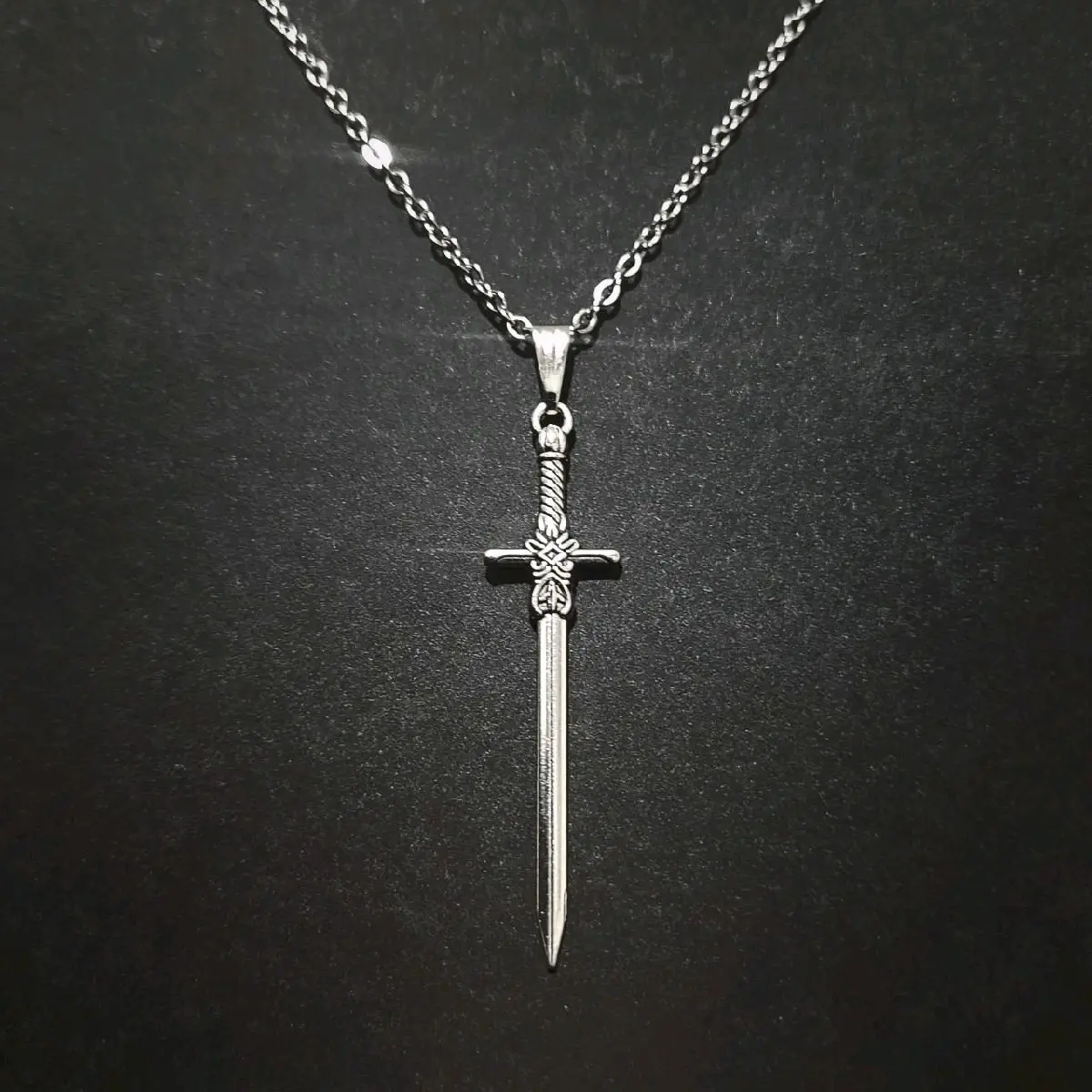 18" Silver Sword Pendant Necklace  - 021