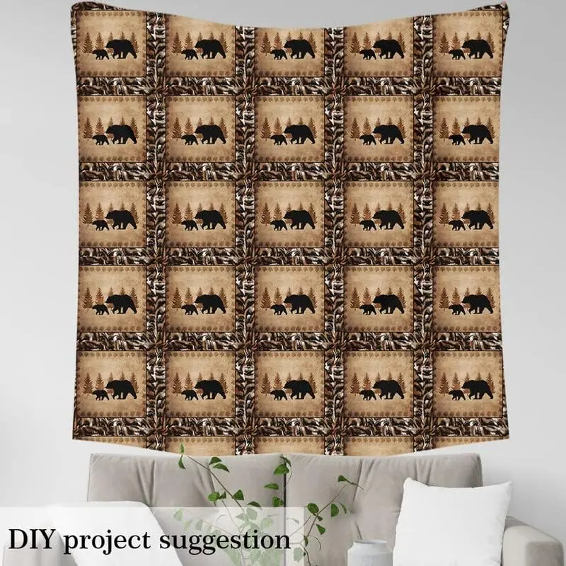 Feelyou Cute Bear Animal Printed Medium-Weight Upholstery Decorative Fabric by the 1yd (108"x58"), Waterproof Indoor/Outdoor Natural Farmhouse Style for DIY Handbag & Furniture Making Projects, Multi-Size, Animal Printed Fabric