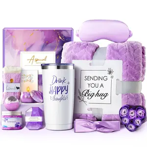 Birthday Gifts for Women Self Care Get Well Soon  Baskets, 12 count Valentines Day Gifts for Her,   Basket for Mom, Wife, Girlfriend, , , Thank You  Relaxing - Lavender