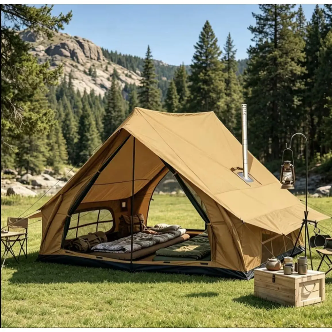 Lightweight 4-Season Backpacking Tent for 2-4 People with Built-In Stove Jack & Double-Layer Ventilation for Cold-Weather Adventures Portable Clear Bubble Sports