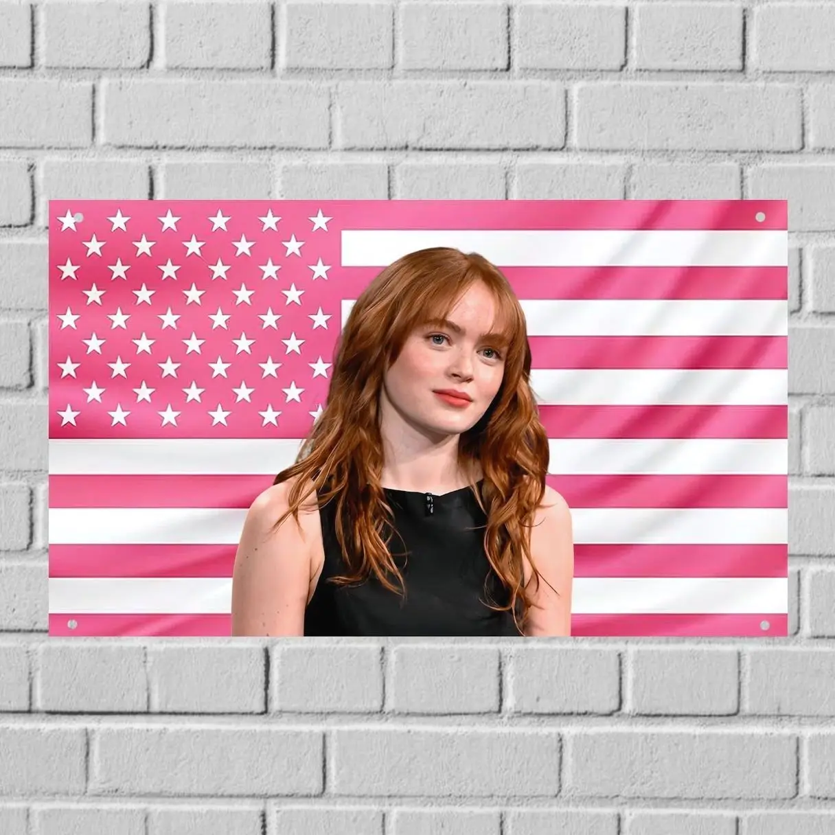 Sadie Sink US Wall Tapestry Flag, Actress Room Decor, Aesthetic Bedroom Wall Art, Celebrity Dorm Banner Decor Wall Tapestry, Fabric Wall Hanging for Bedroom, Dorm Room, Living Room and Apartment Decor, Lightweight Indoor Wall Art