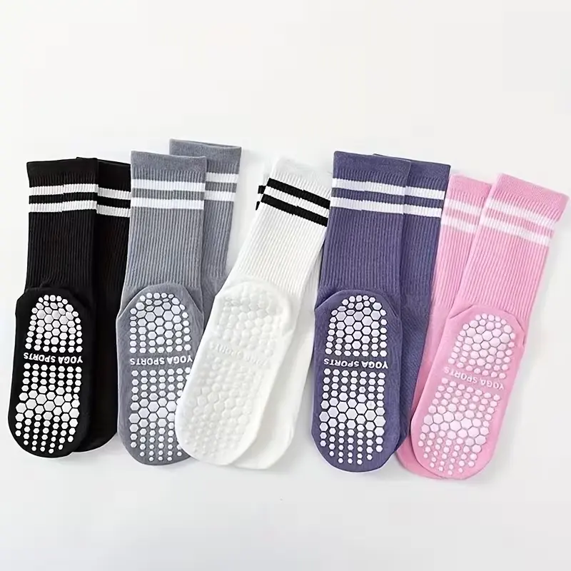 Women's Compression Socks - 5-Pair Double-Barreled Professional Anti-Slip Adhesive Socks, Suitable for Indoor Yoga, Pilates, Compression Socks Women