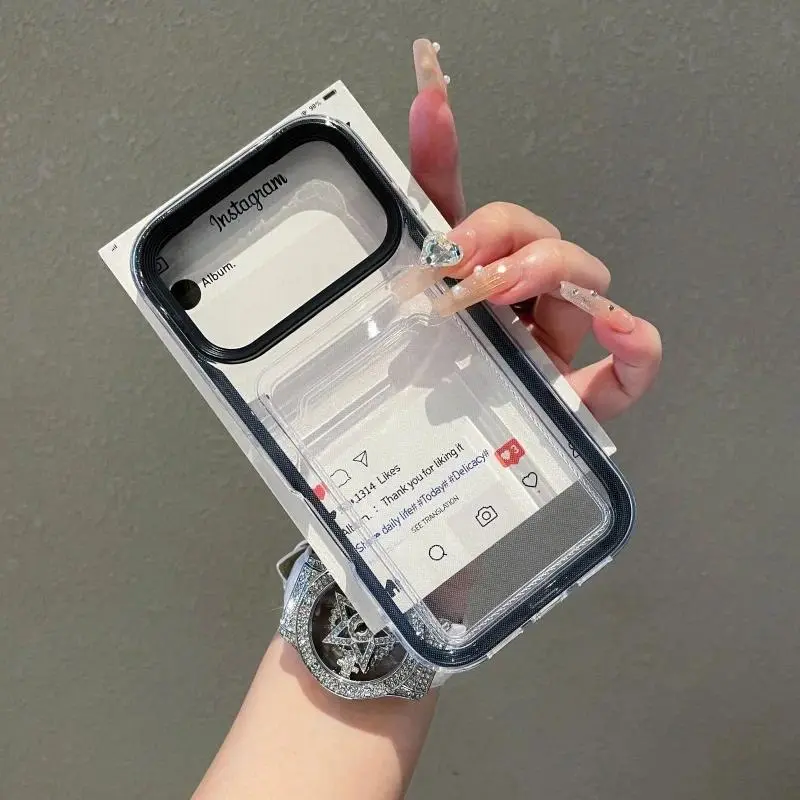 Luxury Clear Card Slot Holder Phone Case For iPhone 17 Pro Max Air 11 12 13 14 15 16 Plus Wallet Soft Shockproof Candy Cover cute Ultra HD Privacy Screen Protector Kit wildflower