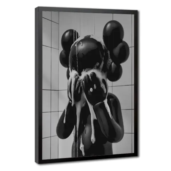 Black-White Hypebeast Street Art Canvas Poster - Artistic Minimalist Urban Graffiti Decor, Unique Cool House Decor, Bathroom Shower Room Wall Art, Aesthetic Home Decoration Gift, Room Decor