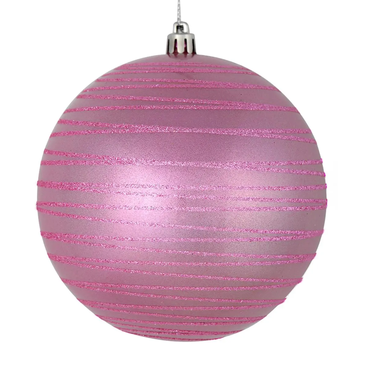 212 MAIN 6 in. Round Shatterproof Plastic Pink Glitter-Lined Candy Ball Ornament, 3 per Bag, Christmas Wall Hanging Festive Home & Party Decoration, Wall Hanging Ornament, Glitter Hanging Ornaments, Sparkling Hanging Ornaments