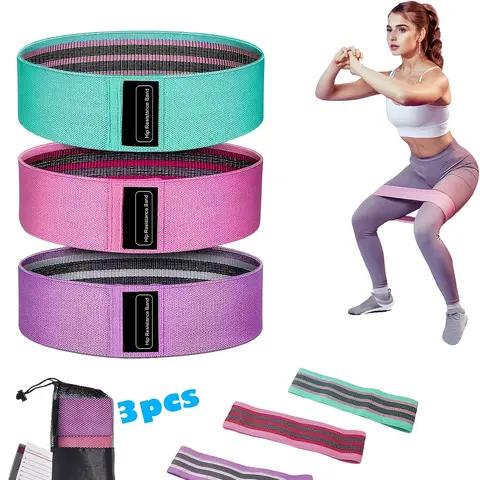 3pcs Resistance Bands for Legs And Butt, Fabric Exercise Loop Bands Yoga, Pilates, Home Workout, Strength Bands for Booty