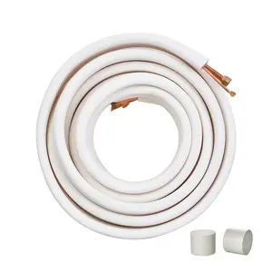50-Foot Mini Split Line Set With 1/4 In And 1/2 In O.D Copper Tubing And Triple Layer Insulation For Mini Split Air Conditioning Refrigerant Lines, Heating Pump Equipment And HVAC Systems With Wrapping Strips