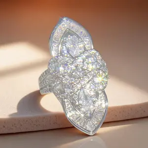 Designer jewelry1 Exquisite Sparkling Elegant Flower Ladies Cubic Zirconia Ring Bohemian Ring Ladies Bride Engagement Wedding Party Banquet Cocktail Statement Ring High Jewelry Women's Everyday Casual Jewelry Valentine's Day gift special offer