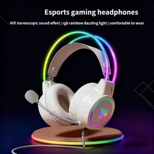 Wired Gaming Headset with 7.1 Stereo Surround Sound Vibrant RGB LEDs Pro Noise-Canceling Mic for PC PS5 Xbox Ultimate Multi-Platform Headphone Esports Gaming Headphones Hifi Stereoscopic Sound Effect
