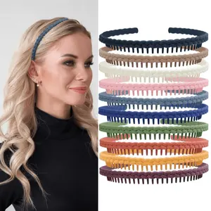 10 Pcs Colorful Plastic Headbands with Teeth Toothed Wide Edge Headband No Slip Comb Hair Bands Fashion Accessories
