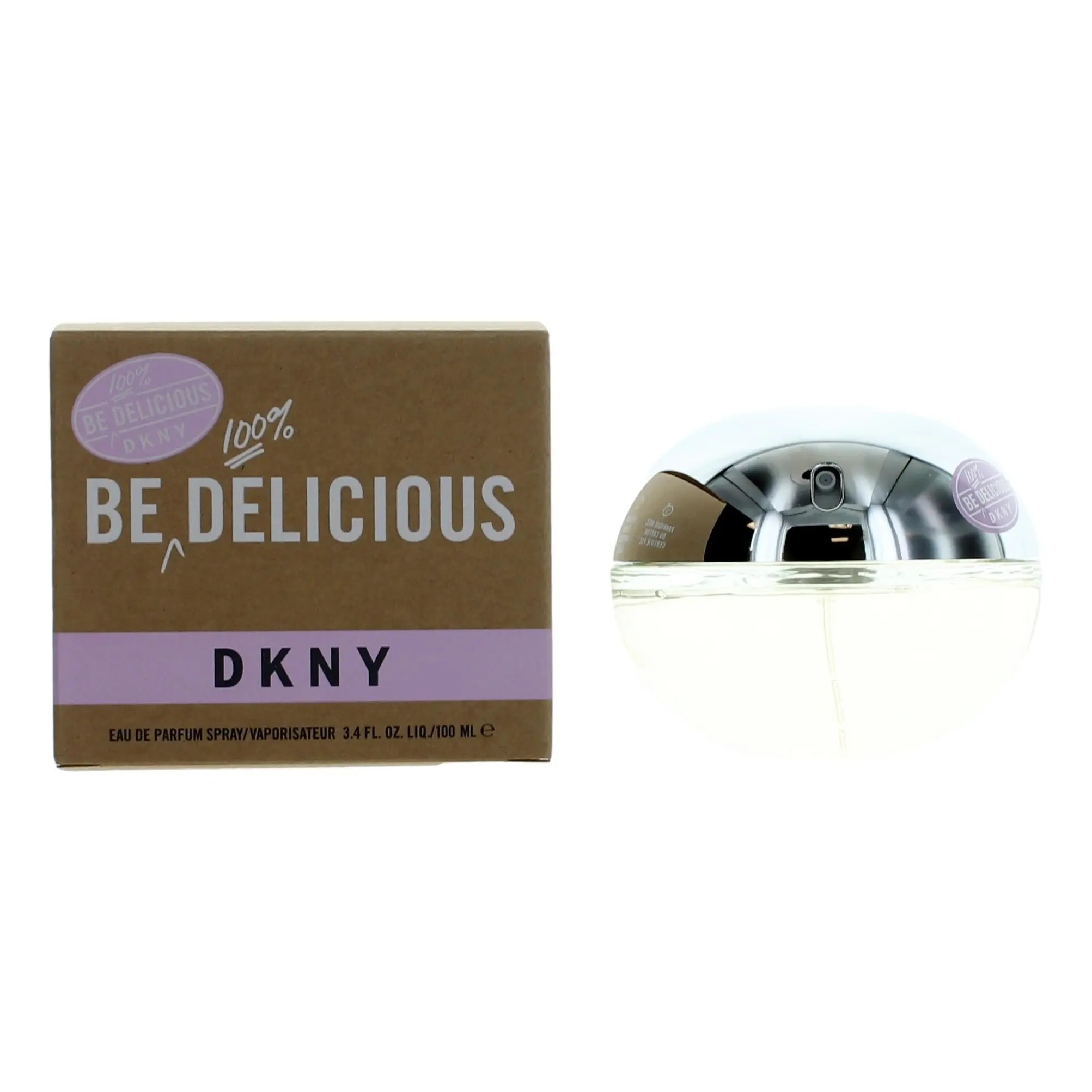Be 100 pct Delicious DKNY by Donna Karan, 3.4 oz EDP Spray for Women, 3.4Oz, Fruity, Citrus, 100% Delicious, 3 To 3.9 Fl Oz, Rose