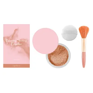 Pink Setting Powder with Brush • Lightweight Breathable Long-Lasting Wet & Dry Pressed Powder