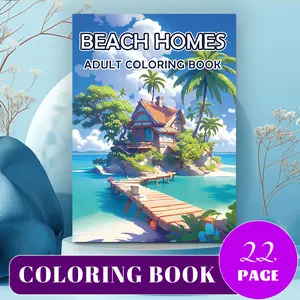 Beach Homes Adult Coloring Book | 22 Pages 120g Thick No-Bleed Paper | Serene Tropical Beach House & Coastal Scenes | Intricate Relaxing Vacation Art | Easy Coloring for Stress Relief | Gel Pen Friendly | Glue Binding | TikTok Viral