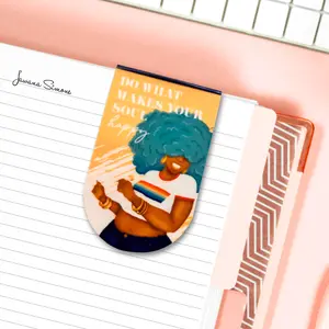 Mercy II Magnetic Bookmark - Beautifully Illustrated Two-Sided Design for Books Notebooks Planners Journals 2" Tall Folded Size Cardstock Paper Laminated One Side