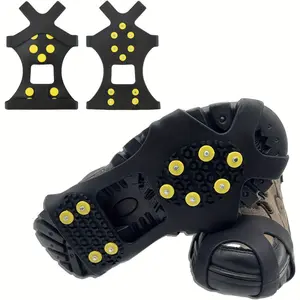 10-Toe Anti-Slip Ice Climbing Crampons with 10 Steel Studs - Heavy-Duty Manganese Steel for snow Grips, Non-Slip Winter Shoes for Ice Climbing, Hiking, Running, Skiing