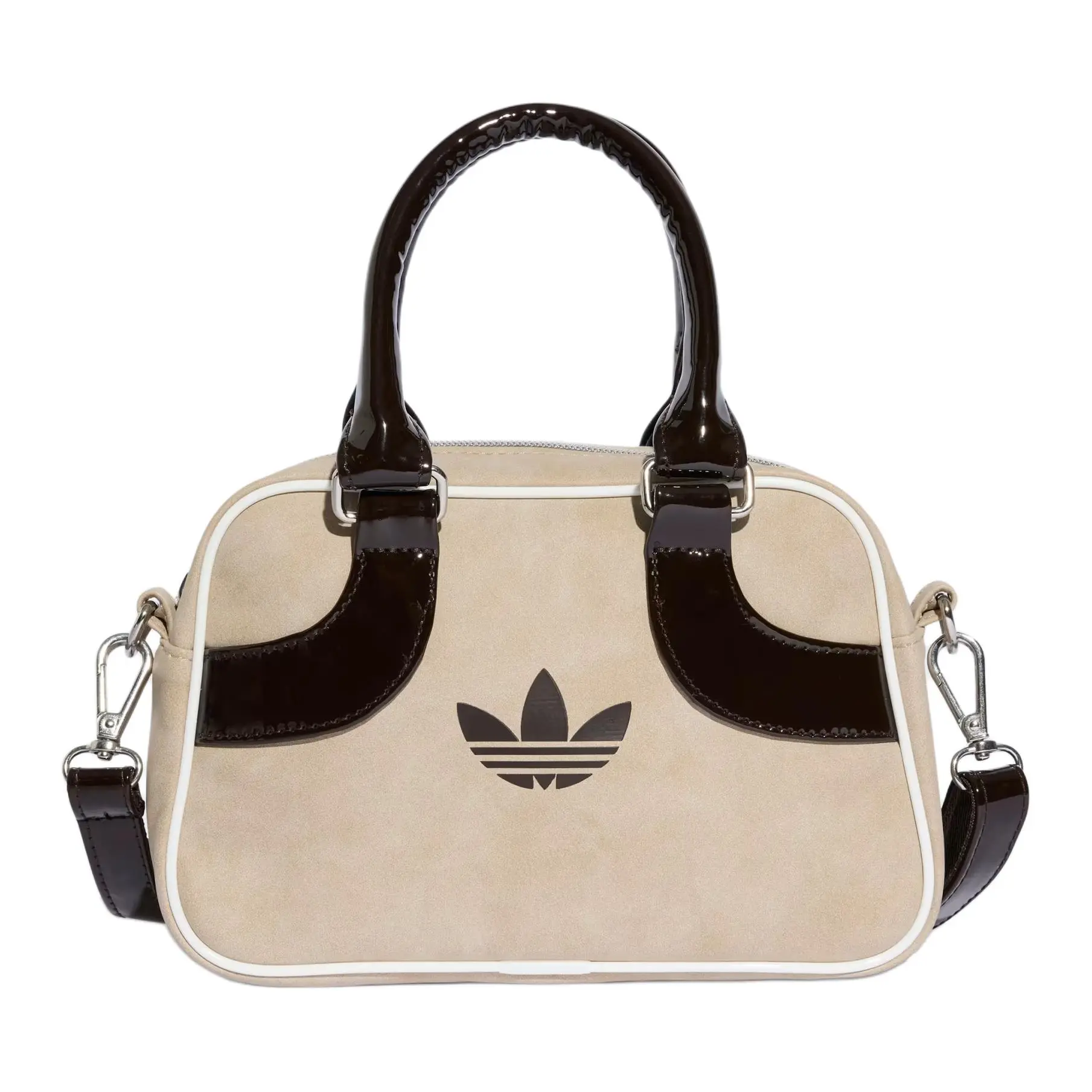 Women's Adidas Originals Brown 2.5L Mini Bowling Bag - PU Leather Handbag, Casual Zipper Purse, Logo Print, Zipper Closure