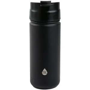 TAL Insulated Water Bottle, Black, Stainless Steel, Leak-Proof Lid, Large Opening, Cup-Holder Friendly