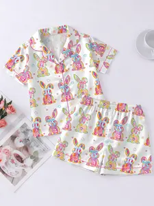 Women’s Happy Easter Coquette Girly Bunny Long & Short Sleeve Latin Pajama Set