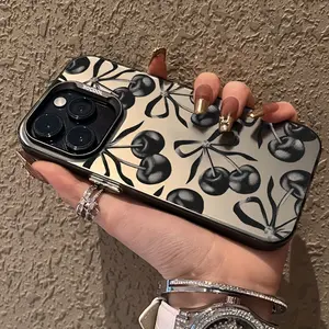 Cherry Pattern Case for iPhone 17 16 15 14 Pro Max 13 12 11 XR XS Plus Shockproof Drop Protection Durable PC Cover Non-Slip Design Gifts for Women Men