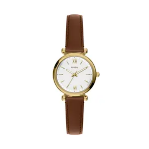 Fossil Women's Carlie Mini Three-Hand Brown Leather Watch