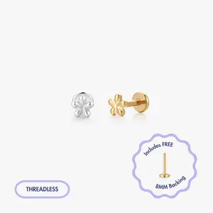 Titanium Mini Floral Flat Back Stud (Single)