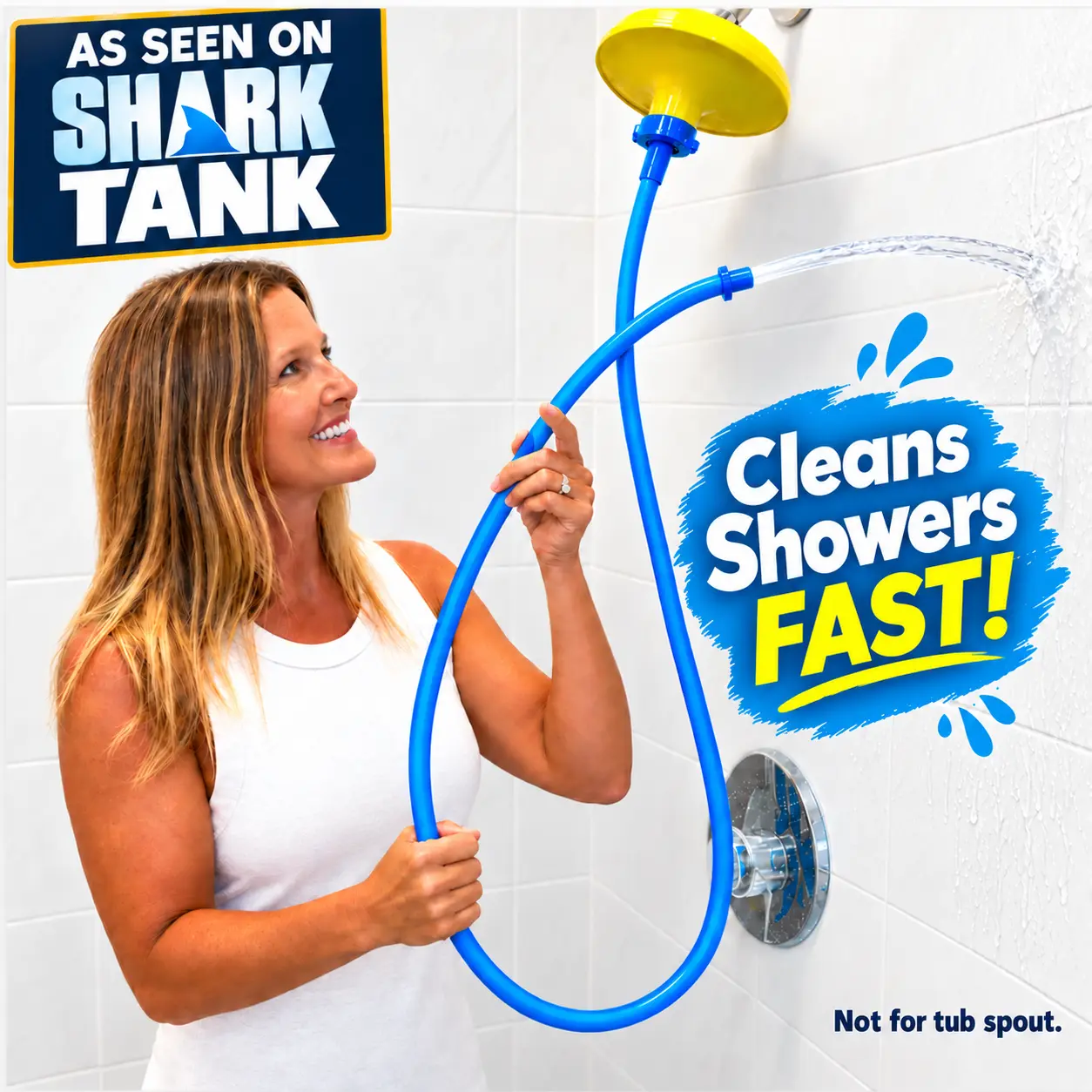 Rinseroo Jumbo Shower Cleaning Thing: Slip-On, 6-Foot Handheld Shower Attachment (Fits 4-7” Showerheads) – Multi-Use, Detachable Hose Sprayer (Not for Tub)