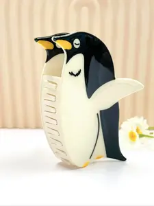 Cute Ocean Penguin Hair Clip for Women, Adorable Ponytail Holder, Shark Clip for Daily Wear, Suitable for All Occasions