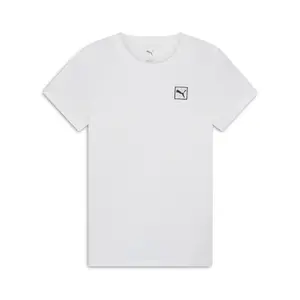 PUMA Womens Essentials Elevated Crew Neck Short Sleeve Casual Tops Casual - White