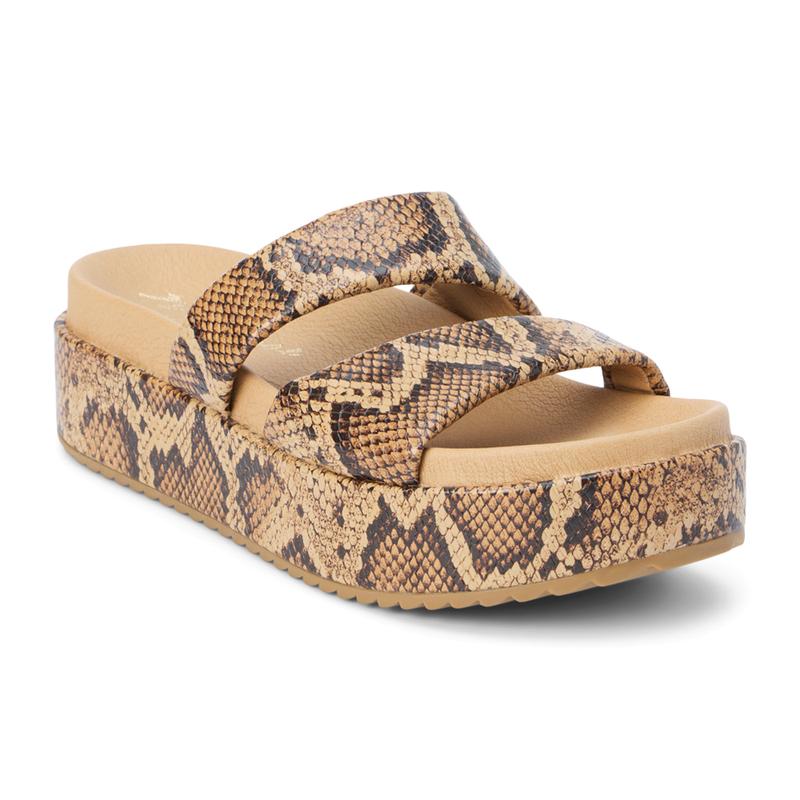 Matisse Womens Blaine Print Slide Platform Casual Sandals Casual Low Heel 1-2" - Beige