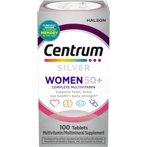 Centrum Silver Women's Multivitamin for Women 50 Plus, Multivitamin/Multimineral Supplement with Vitamin D3, B Vitamins, Non-GMO Ingredients, Supports Memory and Cognition in Older Adults - 100 Ct