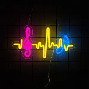 Music Notes Neon Sign, LED Neon Wall Sign USB Powered, Music Decor for Bedroom Living Room Man Cave Studio, Musical Gifts USB Powered Easy Hanging, Music Theme Decoration