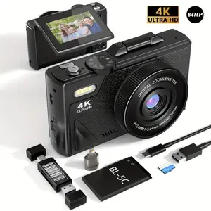 64MP 4K HD Digital Camera 18x Digital Zoom 3-inch Flip Screen Professional Camera Supports Photography, Video Recording, Video Blogging And Webcam Including 32GB TF Card For Beginners Thanksgiving And Christmas Gifts (Phones & Electronics)