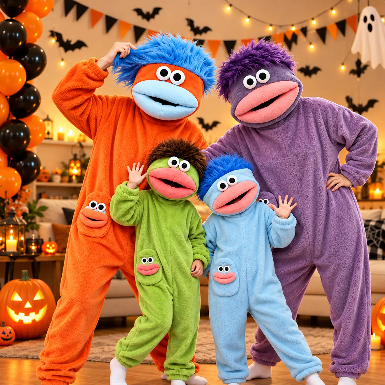 Funny Big Mouth Monster Onesie for Adults and Kids, Thick Fleece Family Matching Pajamas, Cozy Oversized Hooded Jumpsuit, Novelty Halloween Costume, Halloween Party Outfit, Warm Winter Sleepwear, Holiday Gift Cosplay