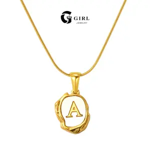 GGIRL Dainty 18K Gold Plated Stainless Steel Initial Necklace for Women Waterproof Shell Letter Pendant Personalized Jewelry Gift Chain & Link Design Fashion Jewelry Gift for Holiday Haul Christmas Birthdays Anniversaries