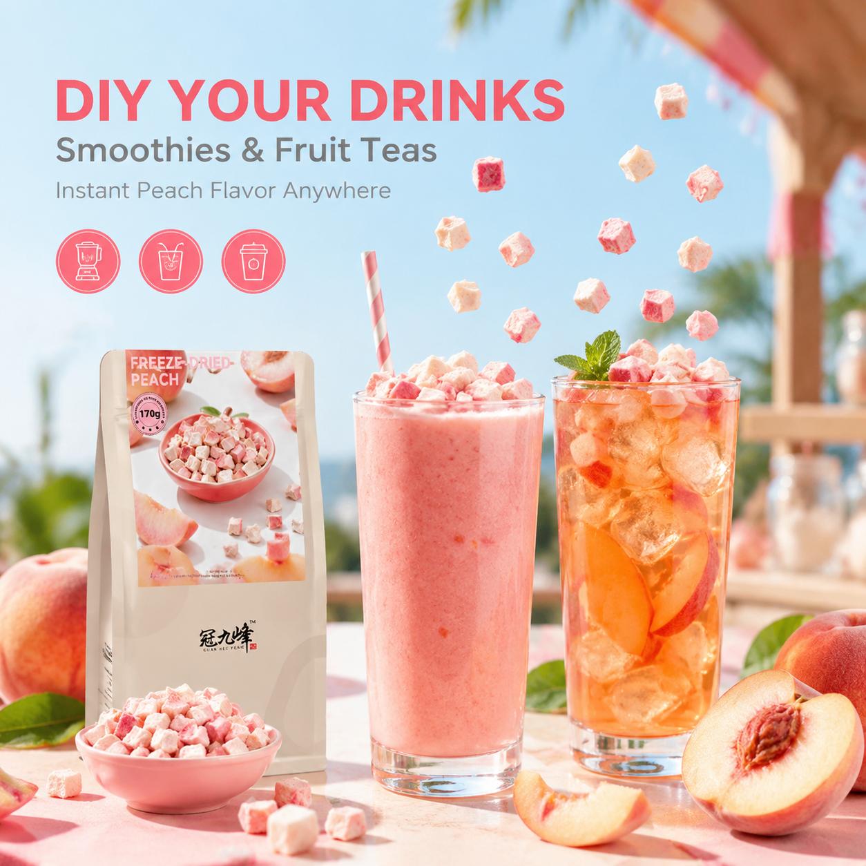 Premium Freeze-Dried Peach Slices, 6 oz Dried Fruits, 100% Pure Snack, Ideal for Smoothies & Baking, Travel-Friendly, Great for Kids, Easter Holiday Gift Option, Freeze Dried Peaches