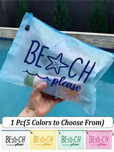 Beach Please Starfish Waterproof Beach Bag Beach Accessory Bag, Cosmetic travel bags, Comes with clear cosmetic pouch with nylon zipper. Lightweight and durable for beach, swimming and summer outings. Gift for Mother’s Day, weddings and daily use