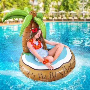 Inflatable Coconut Tree Design Swimming Ring, Inflatable Swimming Pool Float, Swimming Ring for Adults, Water Sports Equipment for Summer Pool Party