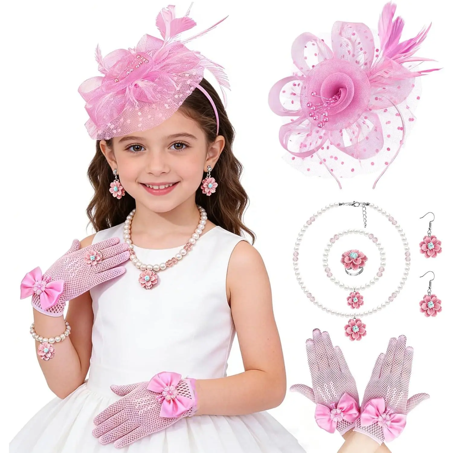 Girls  Party Fascinators Hats Girls Church Hats 20s 50s Pillbox Hat  Mesh Flower   Headband HahZen SPORT