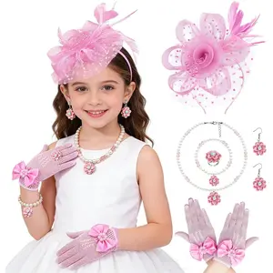 Girls  Party Fascinators Hats Girls Church Hats 20s 50s Pillbox Hat  Mesh Flower   Headband