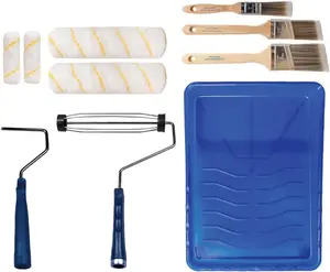 Paint Roller Kit, Brush & Roller,10 Piece Set, Wall Painting Naps for Professionals & Homeowners - All Paints & Stains, Washable, Reusable, Easy to Clean, Superior Absorbency.