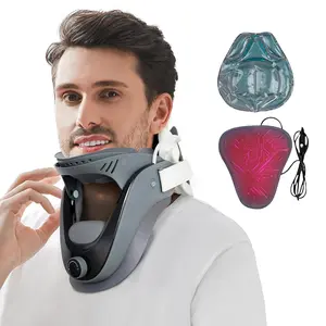 Cervical pain relief device - inflatable cervical decompression brace, equipped with a wireless inflatable pump, adjustable home-use cervical support for physical therapy, and a cold and hot compress pad
