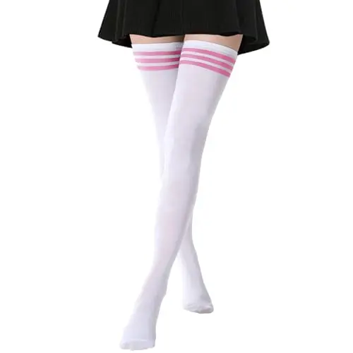 1 Pair Extra Long A: White With Pink Str