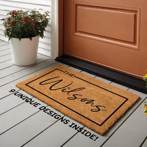 <Custom in Description> Housewarming Gift Home Decor, Personalized Door Mat with Family Name, Wedding Gift for Couples, Custom Welcome Doormat w/ Anti-Slip Backing