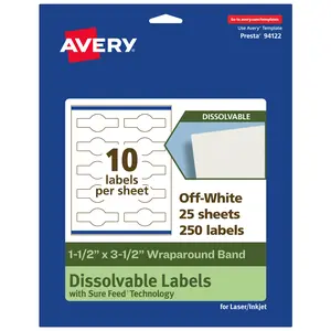 Avery Dissolvable Labels, 1.5" x 3.5" Wraparound