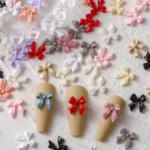 3D Butterfly Knot Nail Art Decorations, Multicolor Mix Match, Flat Bottom, Glossy Ribbon, Cute Women DIY Nail Gems and Accessories, Nail Art Stickers