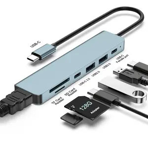 USB C Hub 7 in 1 Multiport Adapter 4K Ultra HDTV, 100W Power Delivery, USB 3.0 5Gbps Data Transfer, USB C Interface, USB C Dongle for MacBook Pro/Air, iPad Pro, iMac, iPhone 16 Pro/Pro Max, XPS, Thinkpad, USB Ports