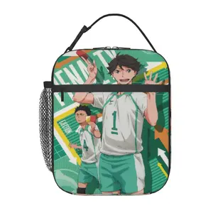 Funny Haikyu!! Insulated Lunch Bag, Reusable Nylon Handbag with Zipper. Insulated Haikyuu Lunch Box Bag and Haikyu Lunch Tote, Ideal Gift for Office, Work, Picnic and Travel