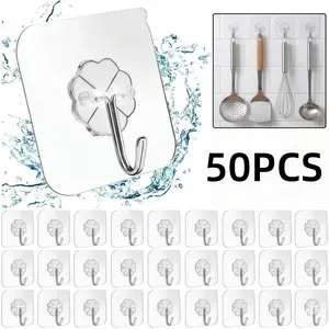 Buy 20, Get 30 Free | Multifunctional Hooks, Stainless Steel Self-Adhesive Wall Hooks, Smooth and Lightweight, Easy to Install, Ideal for Bathroom Storage, Organization, and Decoration
