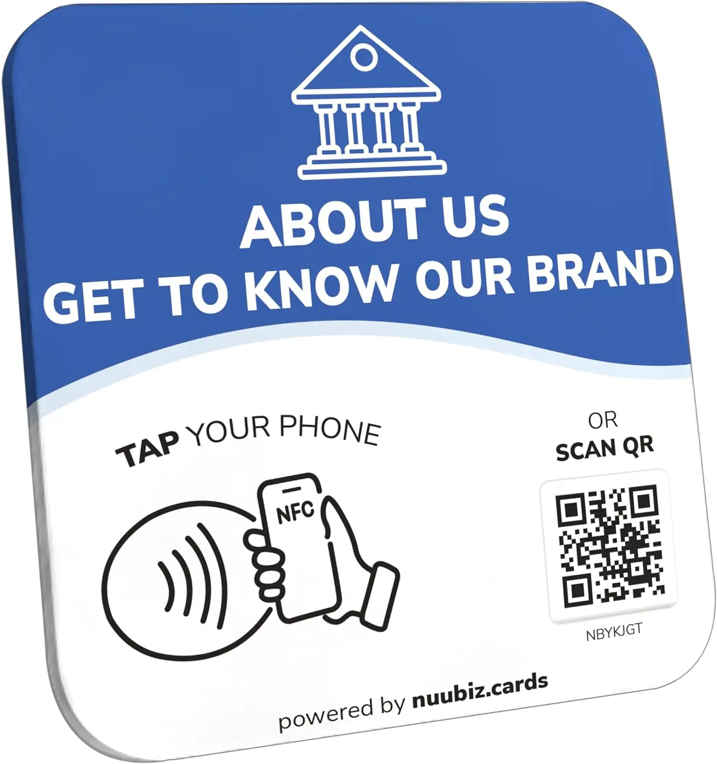 Acrylic NFC Business QR Code Sign Plate, Countertop Displays with Display Options - Ideal for Any Link, No App/Fees, Includes Stand or Adhesive, Functions as Review Tap Card/Social Media Sign, Offers Engagement Insight