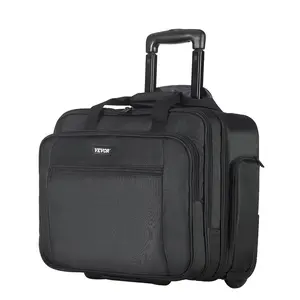 VEVOR Rolling Laptop Bag, Fits Up to 17.3 Inch Laptop, Wheeled Briefcase, Roller Computer Tote Bag with Wheels & Telescoping Handle, Laptop Case for Work Travel Business Office, Women & Men (Black)